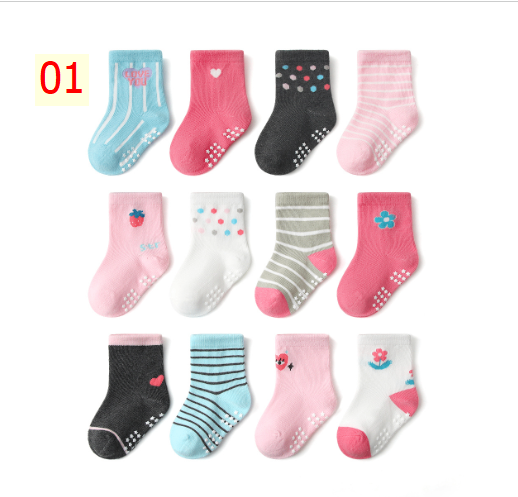 24HA48.01 - SET 12 ĐÔI TẤT CHỐNG TRƠN TRƯỢT KID'S BASIC
