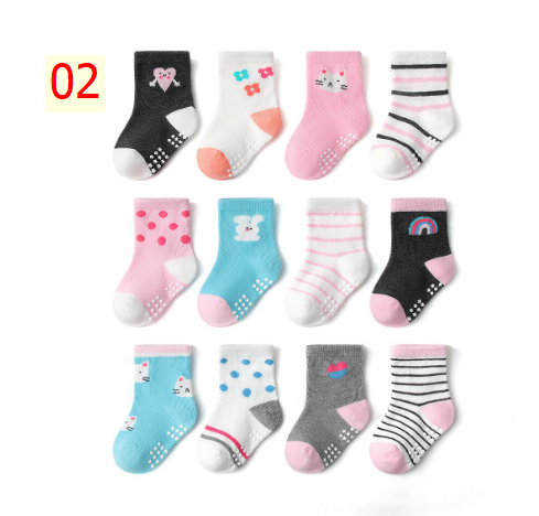 24HA48.01 - SET 12 ĐÔI TẤT CHỐNG TRƠN TRƯỢT KID'S BASIC