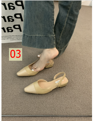 24HA68.12 - GIÀY SANDAL MŨI NHỌN ĐẾ THẤP