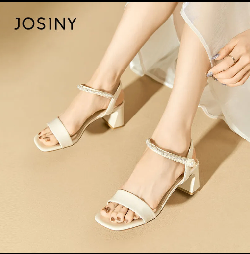 24HA68.26 - SANDAL ĐÍNH ĐÁ NGỌC TRAI JOSINY FULL TÚI HỘP