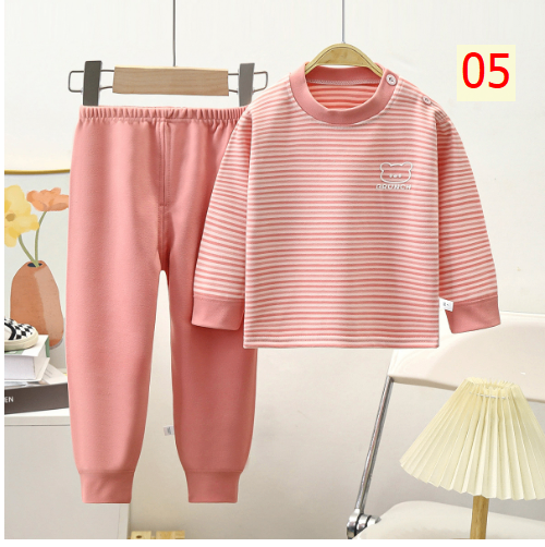 24HA68.24 - SET 2 BỘ NỈ KẺ HÌNH GẤU CHO BÉ