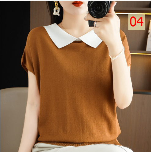 24HA78.06 - ÁO LEN CỘC MIX CỔ TRẮNG