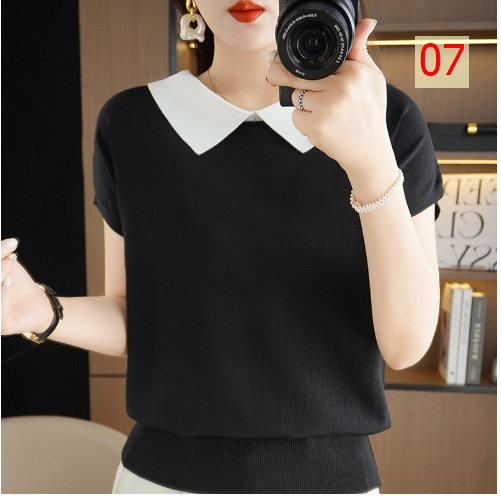 24HA78.06 - ÁO LEN CỘC MIX CỔ TRẮNG