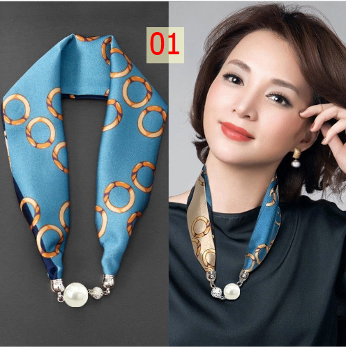 24HA98.21 - KHĂN LỤA KÈM NGỌC TRAI