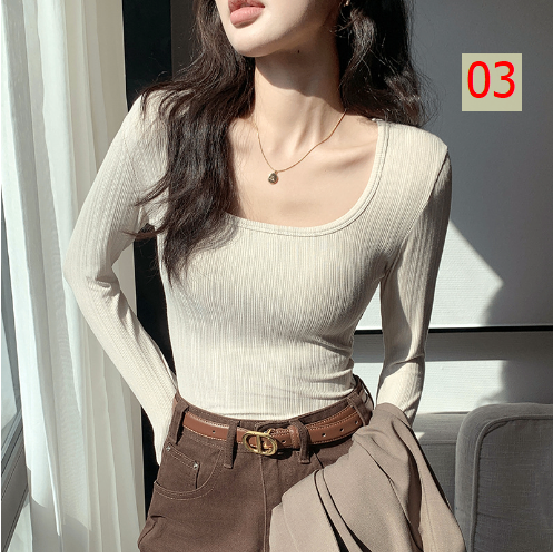 24HA128.24 - ÁO THUN CỔ CHỮ U NỮ