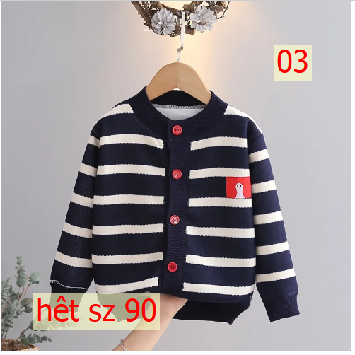 24HA128.10 - ÁO LEN CARDIGAN KẺ CHO BÉ