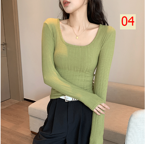 24HA128.24 - ÁO THUN CỔ CHỮ U NỮ