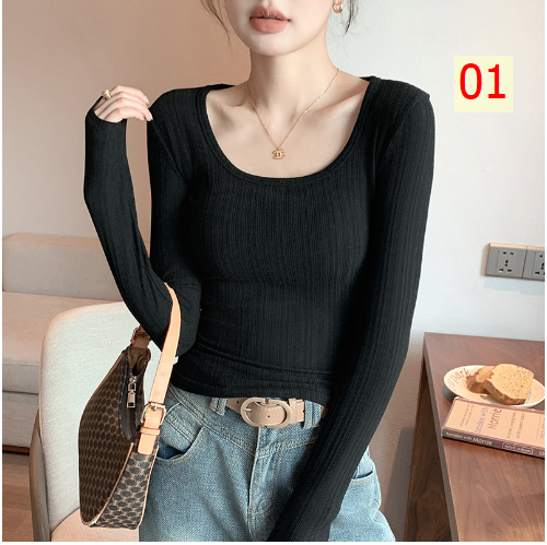 24HA128.24 - ÁO THUN CỔ CHỮ U NỮ