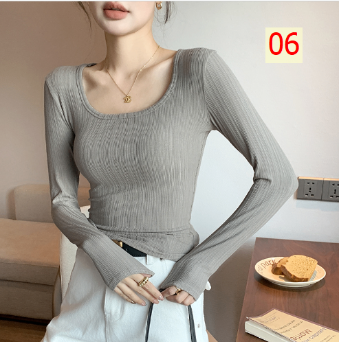 24HA128.24 - ÁO THUN CỔ CHỮ U NỮ