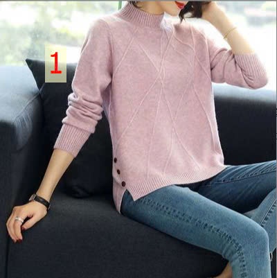 24HA138.17 - ÁO LEN NỮ XẺ VẠT ĐÍNH CÚC