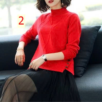 24HA138.17 - ÁO LEN NỮ XẺ VẠT ĐÍNH CÚC