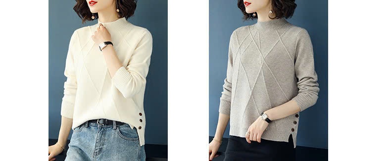 24HA138.17 - ÁO LEN NỮ XẺ VẠT ĐÍNH CÚC