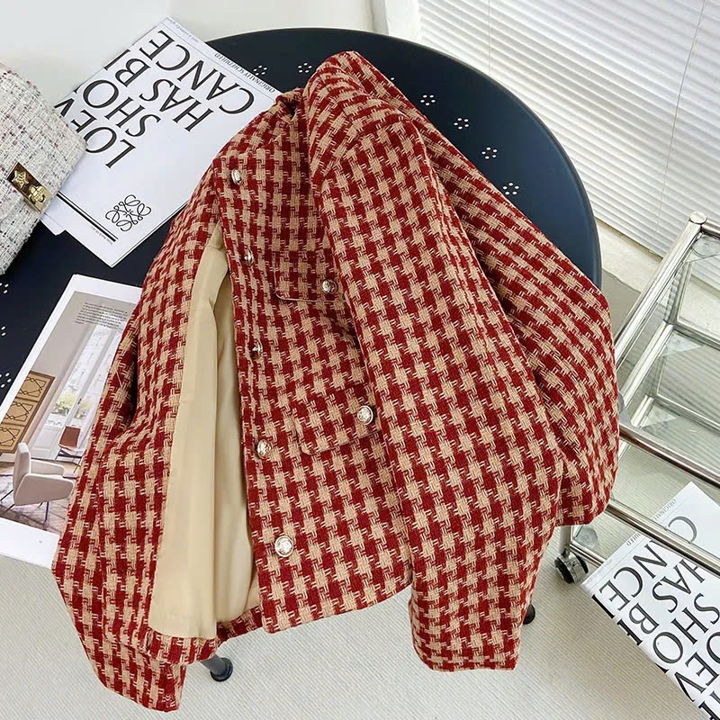 24HA148.06 - ÁO DẠ KẺ ĐỎ NỮ