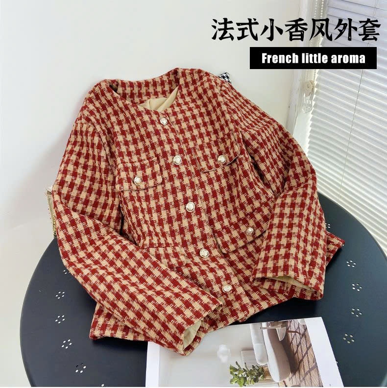 24HA148.06 - ÁO DẠ KẺ ĐỎ NỮ