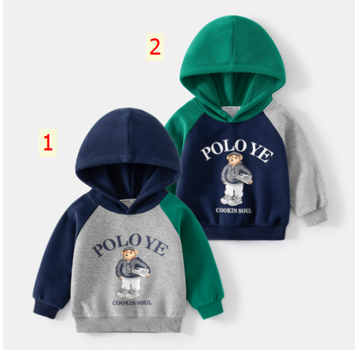 24HA158.26 - ÁO NỈ HODDIE HÌNH GẤU KACADY CHO BÉ