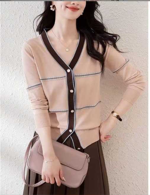 24HA168.06 - LEN CARDIGAN VIỀN CỔ