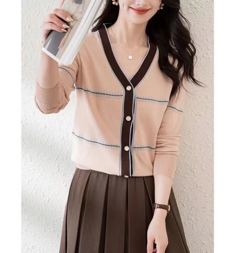 24HA168.06 - LEN CARDIGAN VIỀN CỔ