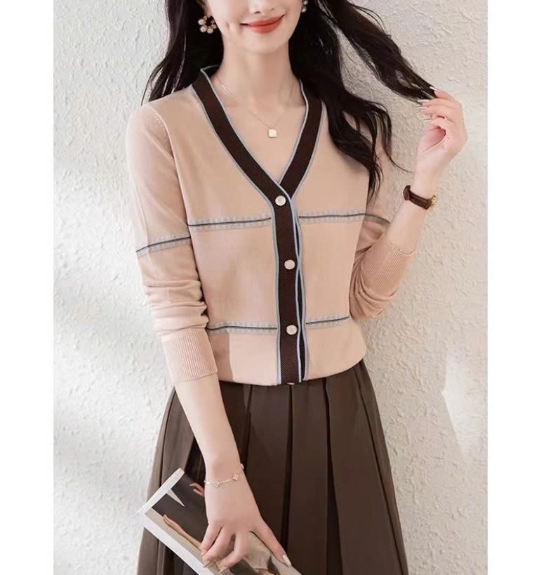 24HA168.06 - LEN CARDIGAN VIỀN CỔ