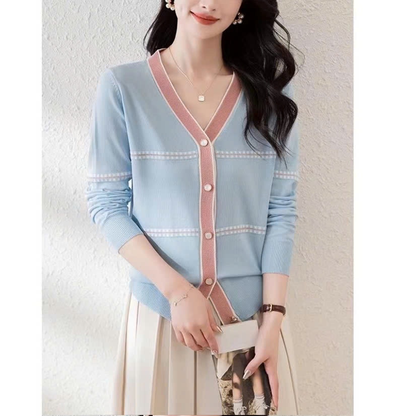 24HA168.06 - LEN CARDIGAN VIỀN CỔ