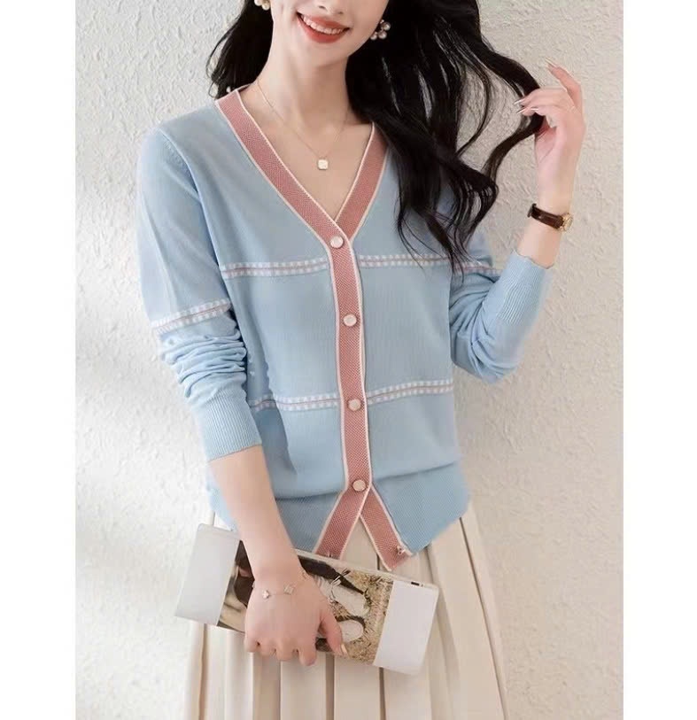 24HA168.06 - LEN CARDIGAN VIỀN CỔ