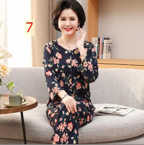 24HA188.23- BỘ COTTON LANH LỤA DÀI TAY TRUNG NIÊN