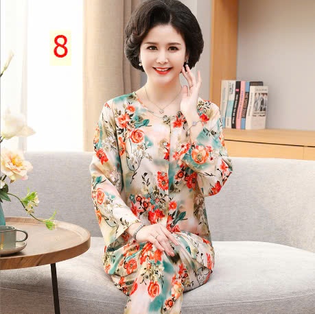 24HA188.23- BỘ COTTON LANH LỤA DÀI TAY TRUNG NIÊN