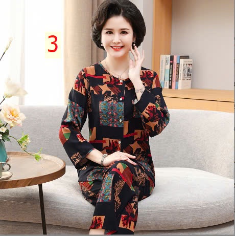 24HA188.23- BỘ COTTON LANH LỤA DÀI TAY TRUNG NIÊN
