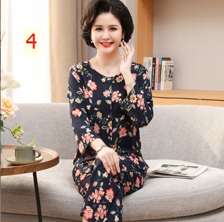 24HA188.23- BỘ COTTON LANH LỤA DÀI TAY TRUNG NIÊN