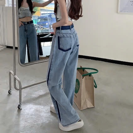 24HA198.09 - QUẦN JEAN ỐNG RỘNG NỮ