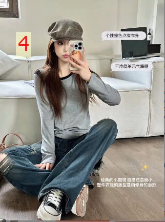 24HA188.12- ÁO THUN DÀI TAY PHỐI VIỀN NỮ