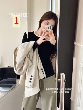 24HA188.12- ÁO THUN DÀI TAY PHỐI VIỀN NỮ