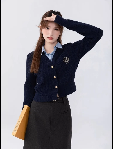 24HA228.11 - CARDIGAN LEN CỔ SƠ MI NỮ