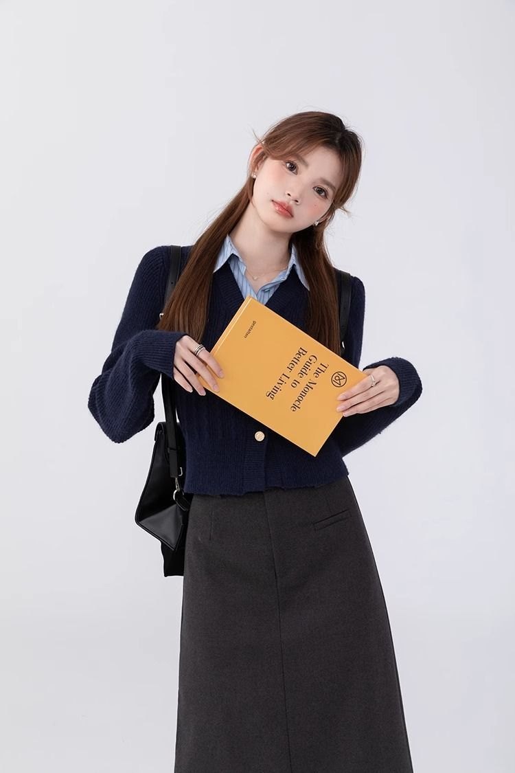24HA228.11 - CARDIGAN LEN CỔ SƠ MI NỮ