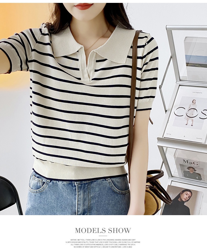 24HA228.23 - ÁO LEN KẺ POLO MONTEGHI NỮ