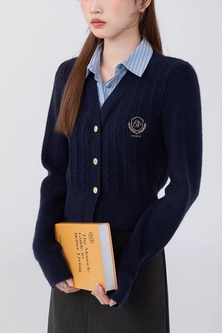 24HA228.11 - CARDIGAN LEN CỔ SƠ MI NỮ