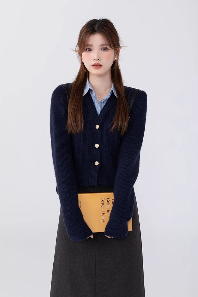 24HA228.11 - CARDIGAN LEN CỔ SƠ MI NỮ