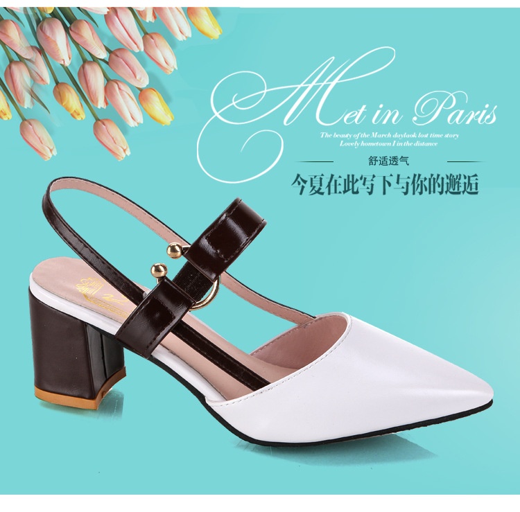 24HA228.14 - GIÀY NỮ GÓT VUÔNG RÃNH MÓC