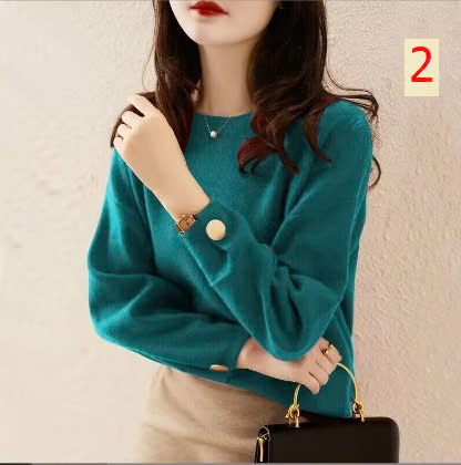 24HA238.22 - ÁO LEN CÚC TAY NỮ
