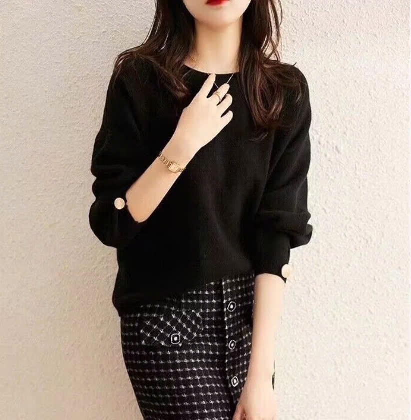 24HA238.22 - ÁO LEN CÚC TAY NỮ