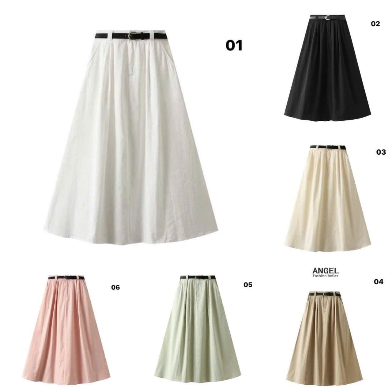24HA238.23 - CHÂN VÁY MIDI ANGEL KÈM BELT