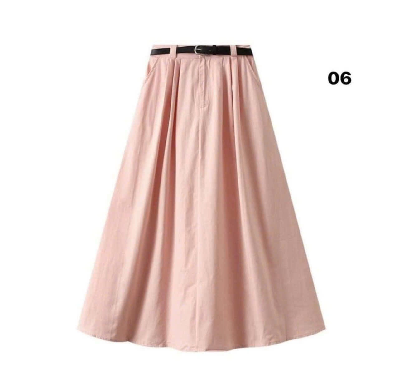 24HA238.23 - CHÂN VÁY MIDI ANGEL KÈM BELT