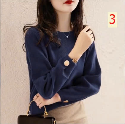 24HA238.22 - ÁO LEN CÚC TAY NỮ
