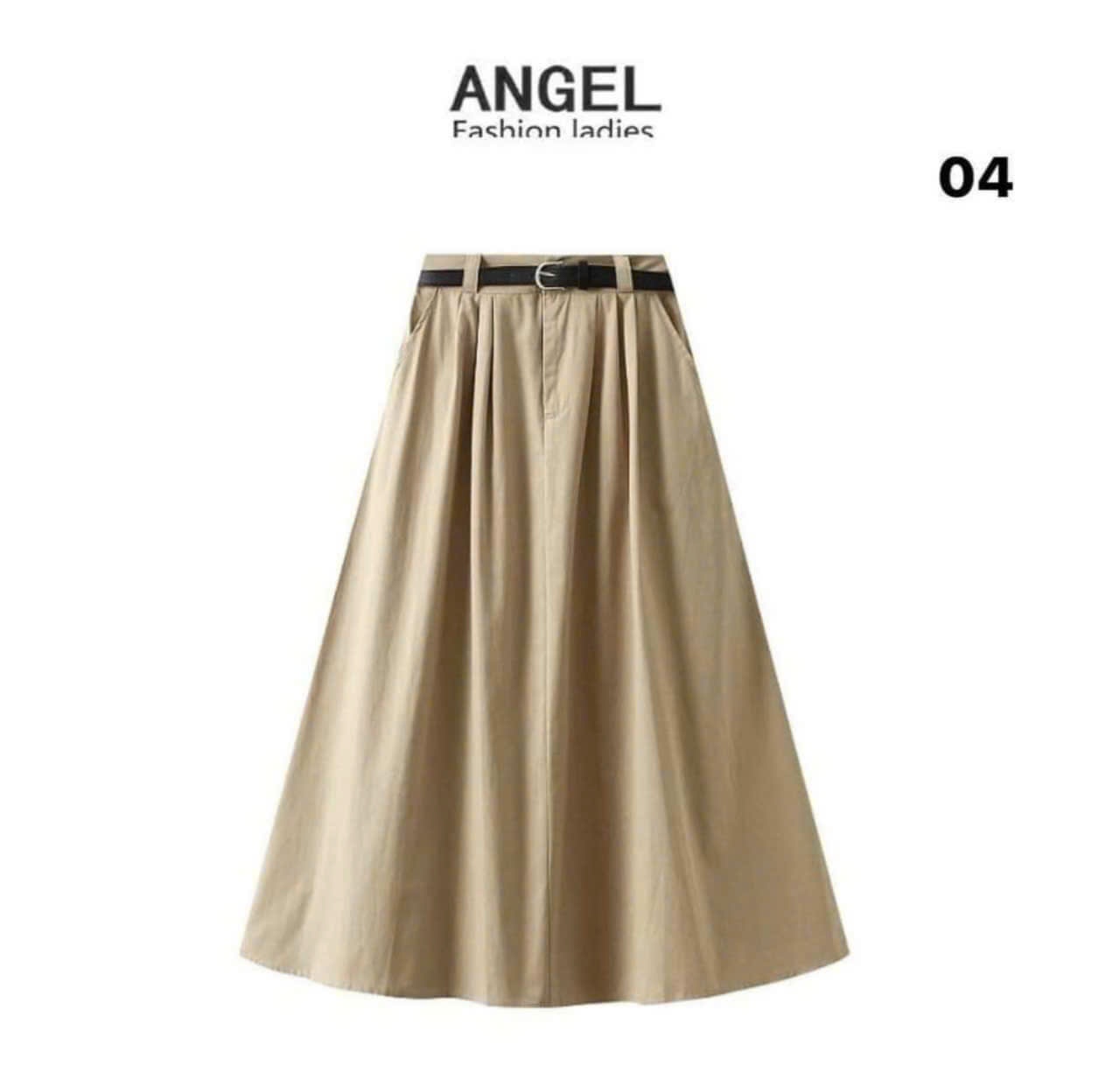 24HA238.23 - CHÂN VÁY MIDI ANGEL KÈM BELT