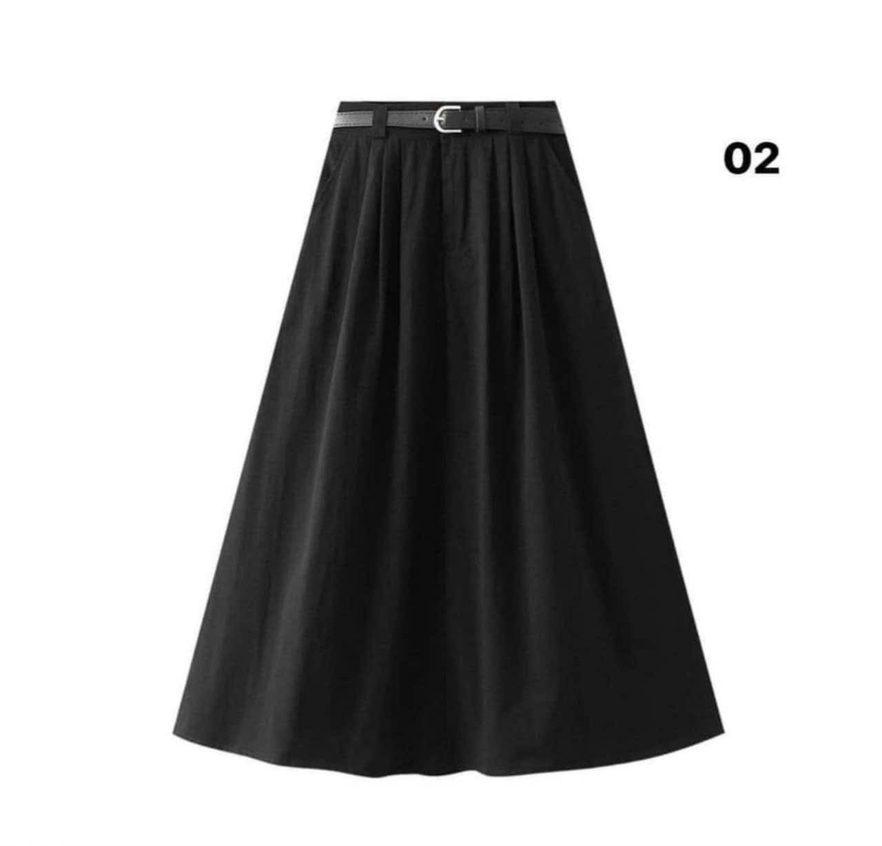 24HA238.23 - CHÂN VÁY MIDI ANGEL KÈM BELT