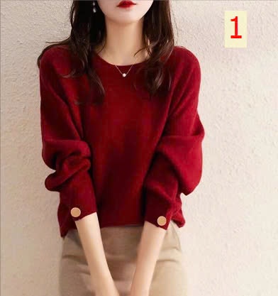 24HA238.22 - ÁO LEN CÚC TAY NỮ
