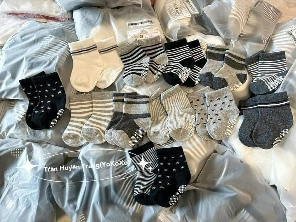 24HA248.11 - COMBO 12 ĐÔI TẤT CHỐNG TRƠN KID'S BASIC