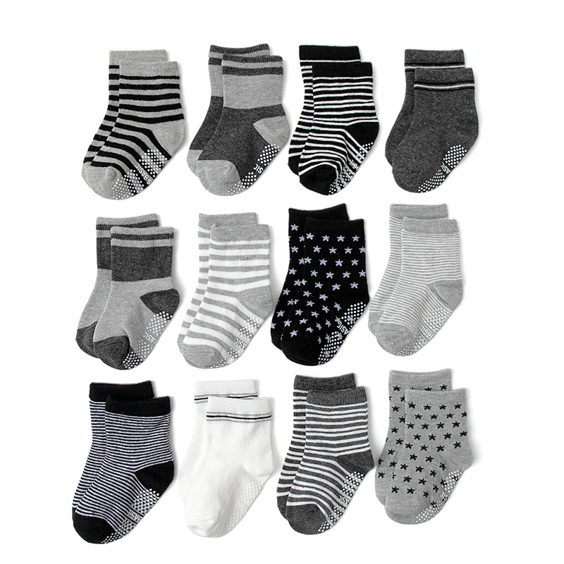 24HA248.11 - COMBO 12 ĐÔI TẤT CHỐNG TRƠN KID'S BASIC
