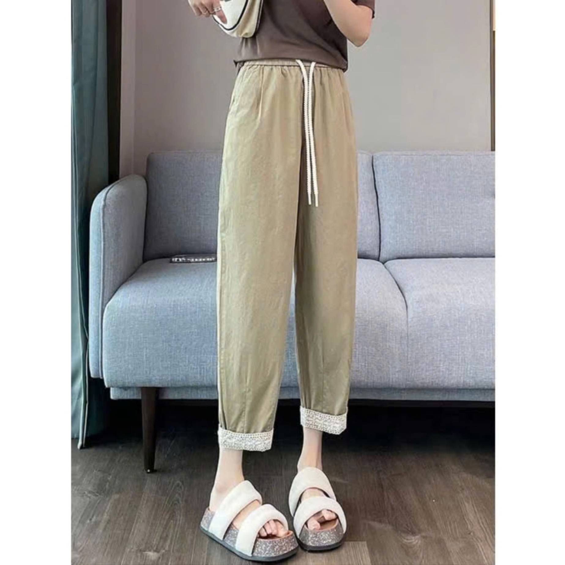 24HA258.14 - QUẦN BAGGY VIỀN PHỐI REN