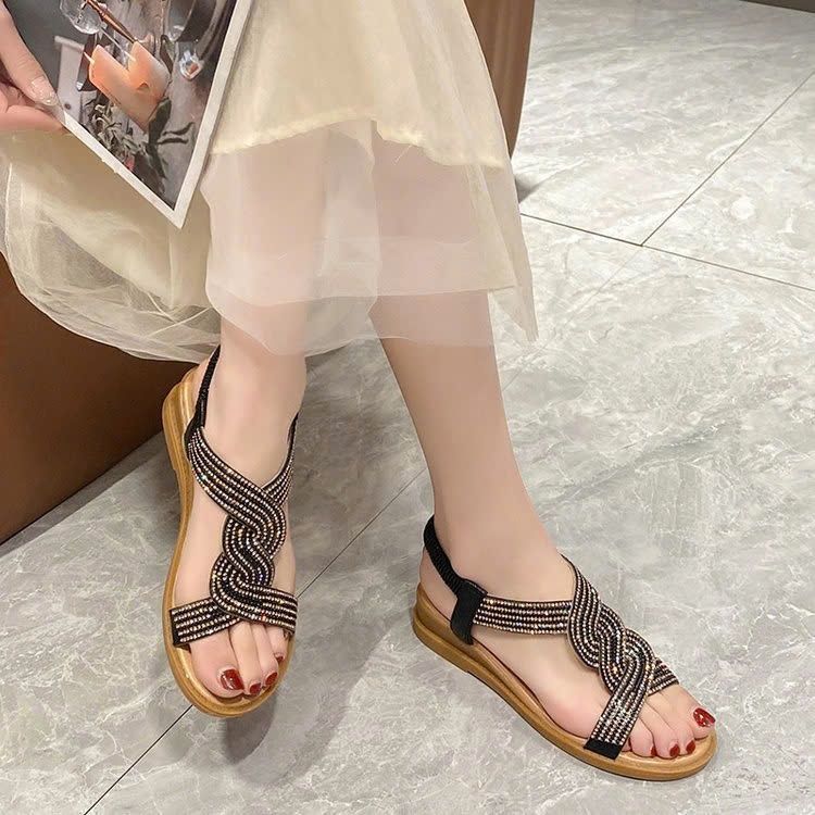 24HA278.12 - SANDAL ĐẾ THẤP DÂY XOẮN