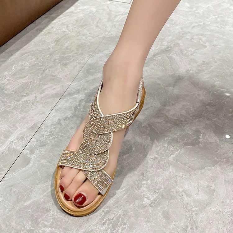 24HA278.12 - SANDAL ĐẾ THẤP DÂY XOẮN